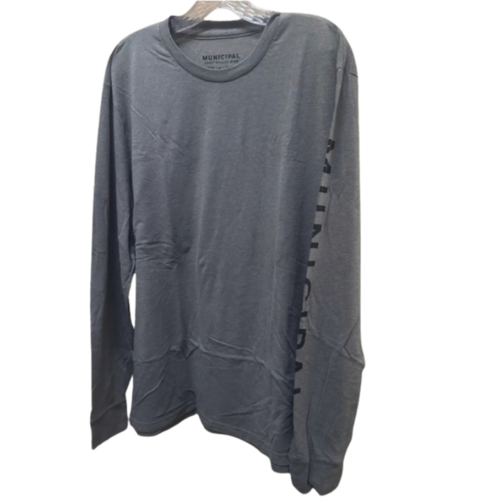 Municipal Gray Logo Long Sleeve Crew Neck Top - Men's XXL